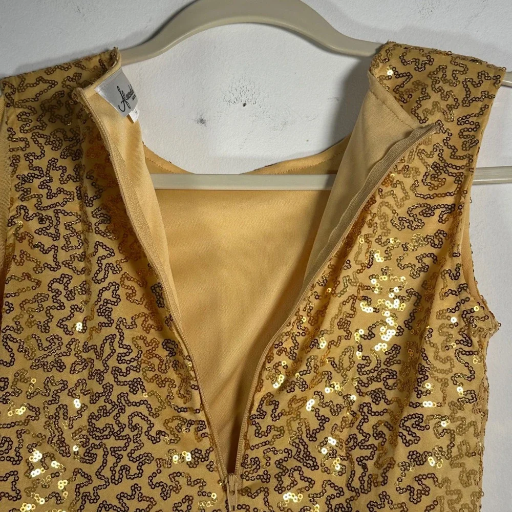 Alexandra Collection Gold Sequin Dance Romper One Sleeve Costume‎ Girls 14